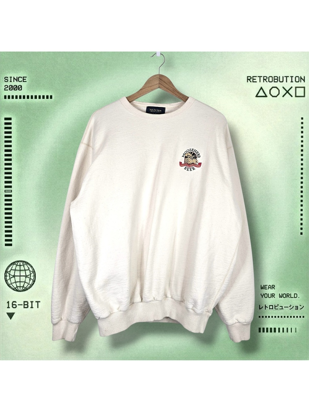 Vintage 90s Moosehead Beer Crewneck Sweatshirt White Size L